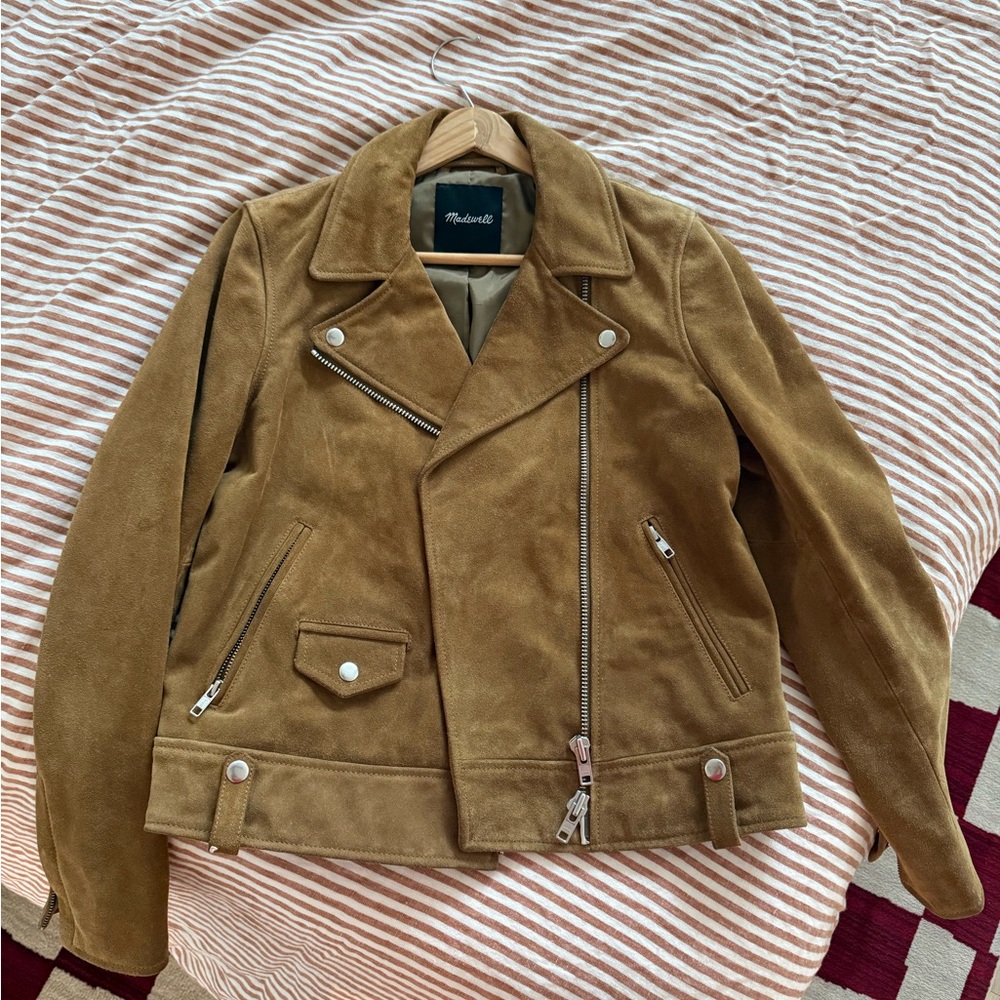 Madewell Suede Moto Jacket in Camel Brown
